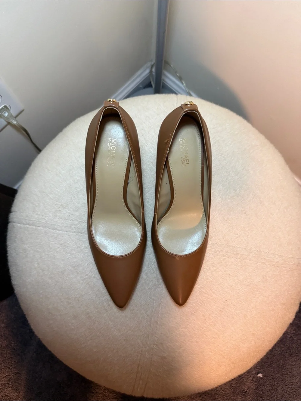 MICHAEL Michael Kors Camel Brown Pointed-Toe Block Heel Pumps excellent pre-owne